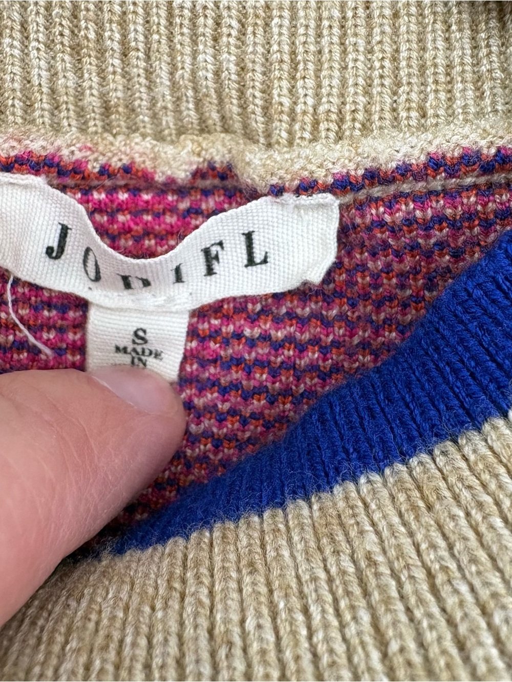 JODIFL Bloom Floral Mockneck Oversized Sweater with Pink & Blue Print size Small - Picture 8 of 9